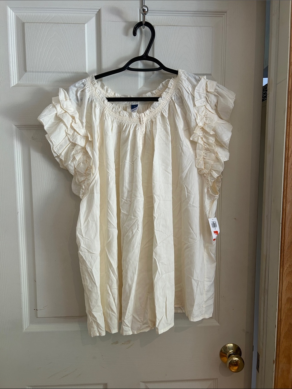 NWT Old Navy Ruffle-Sleeve Peasant Top Cream Size 3X
